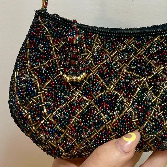 80s-90s Vintage ♥️ Inge Christopher Beaded Evening Bag - Picture 2 of 3